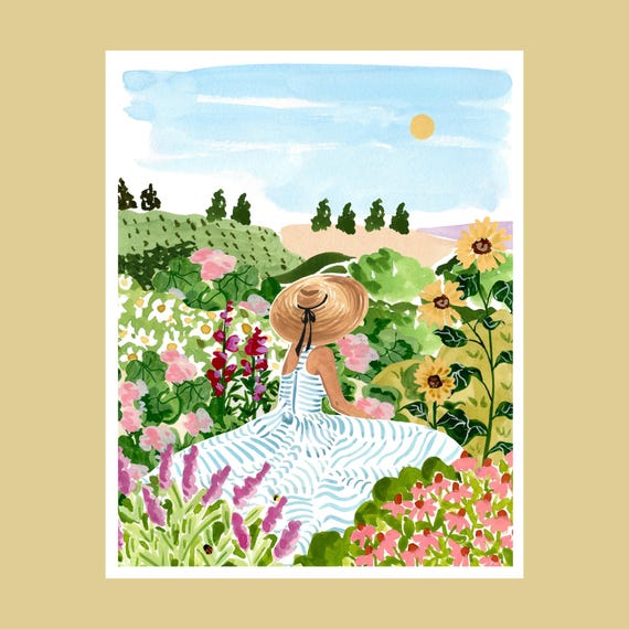 Garden Daydream Art Print, Whimsical Garden Decor