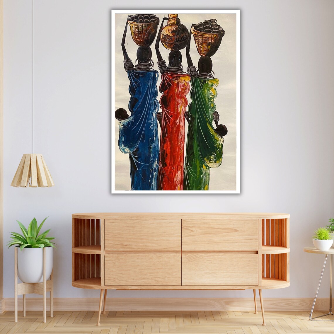 African Women Carrying Baskets Heads Colorful Dresses Art Poster - Image 4