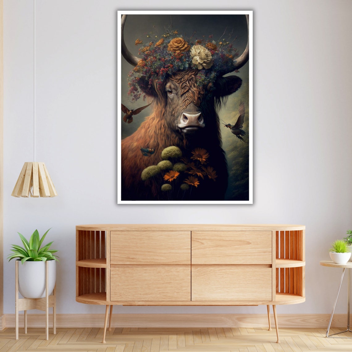 Bull Art Ready To Hang Wall Decor Animal Art Farmhouse Decor - Image 4