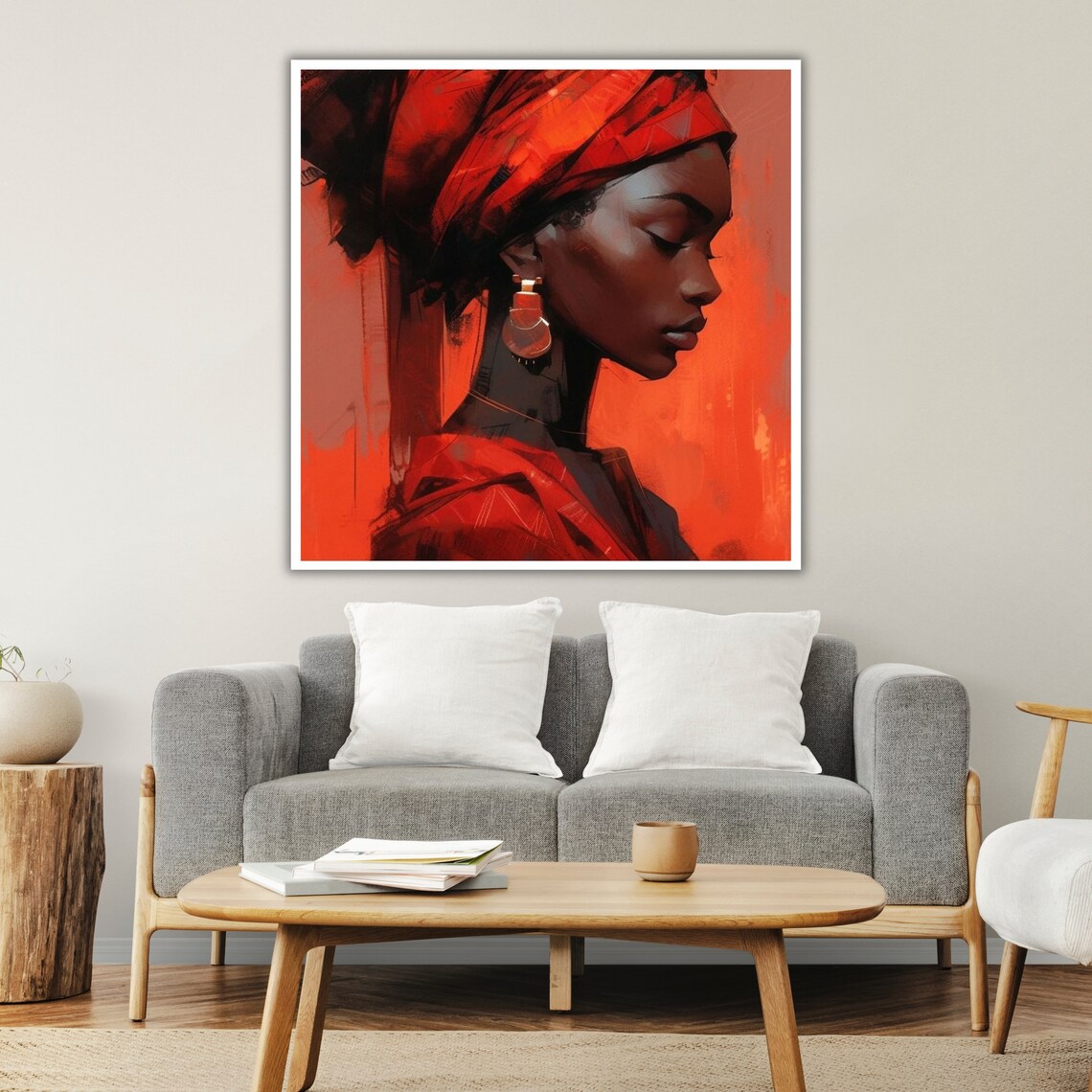 African Woman Red Headwrap Profile Portrait Ethnic Beauty Poster - Image 3