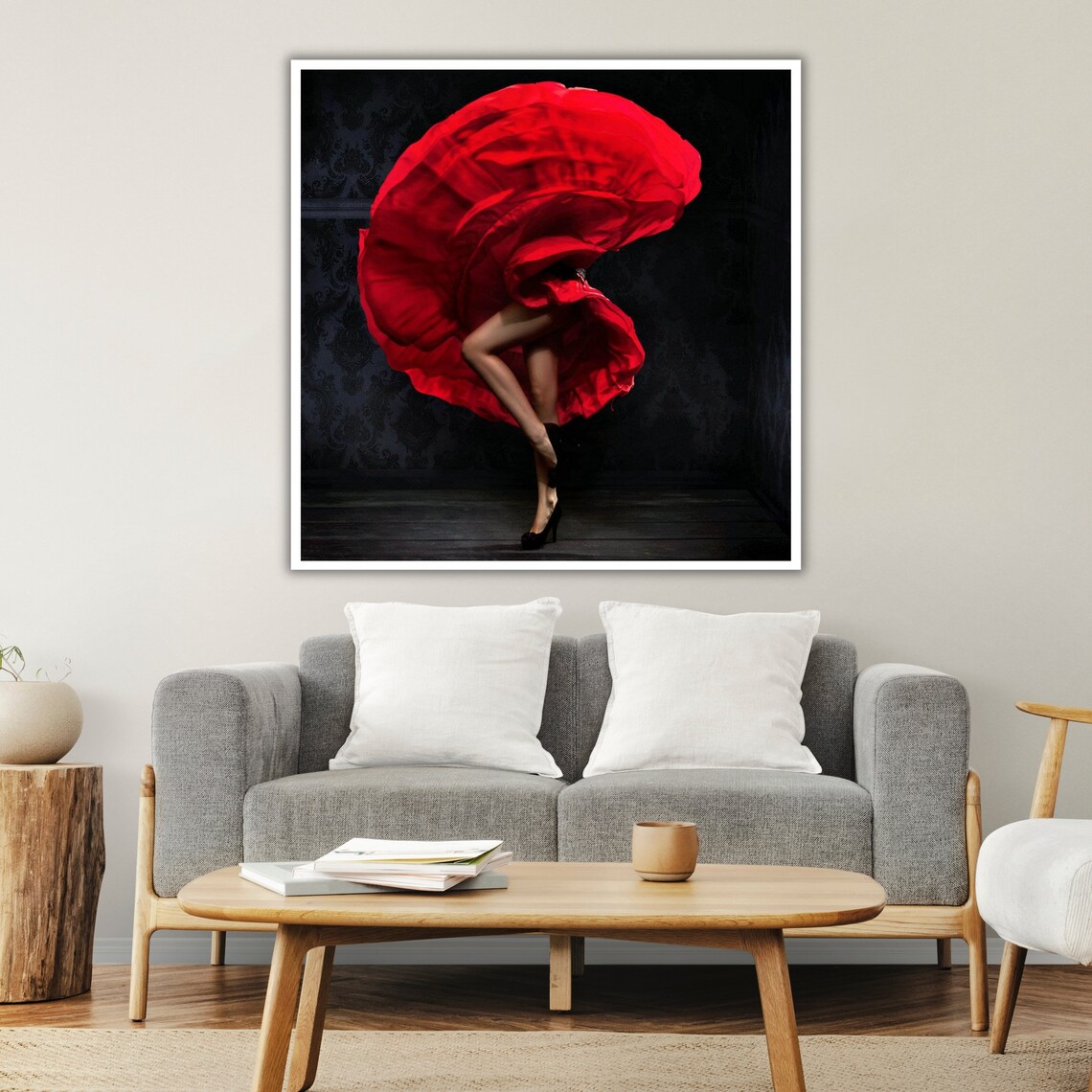 Flamenco Dancer Dramatic Red Skirt Twirl Motion Dance Photography Art Print - Image 3