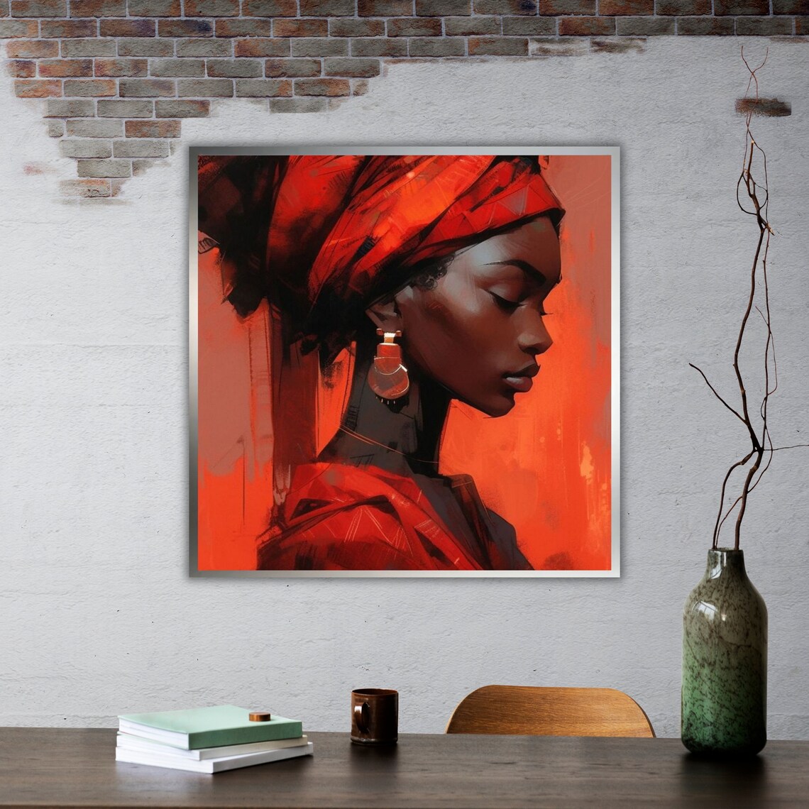 African Woman Red Headwrap Profile Portrait Ethnic Beauty Poster - Image 2