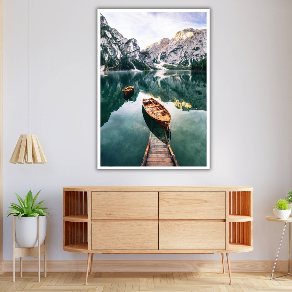 Lago Di Braies Italy Wooden Boats Emerald Lake Dolomites Travel Poster - Image 4