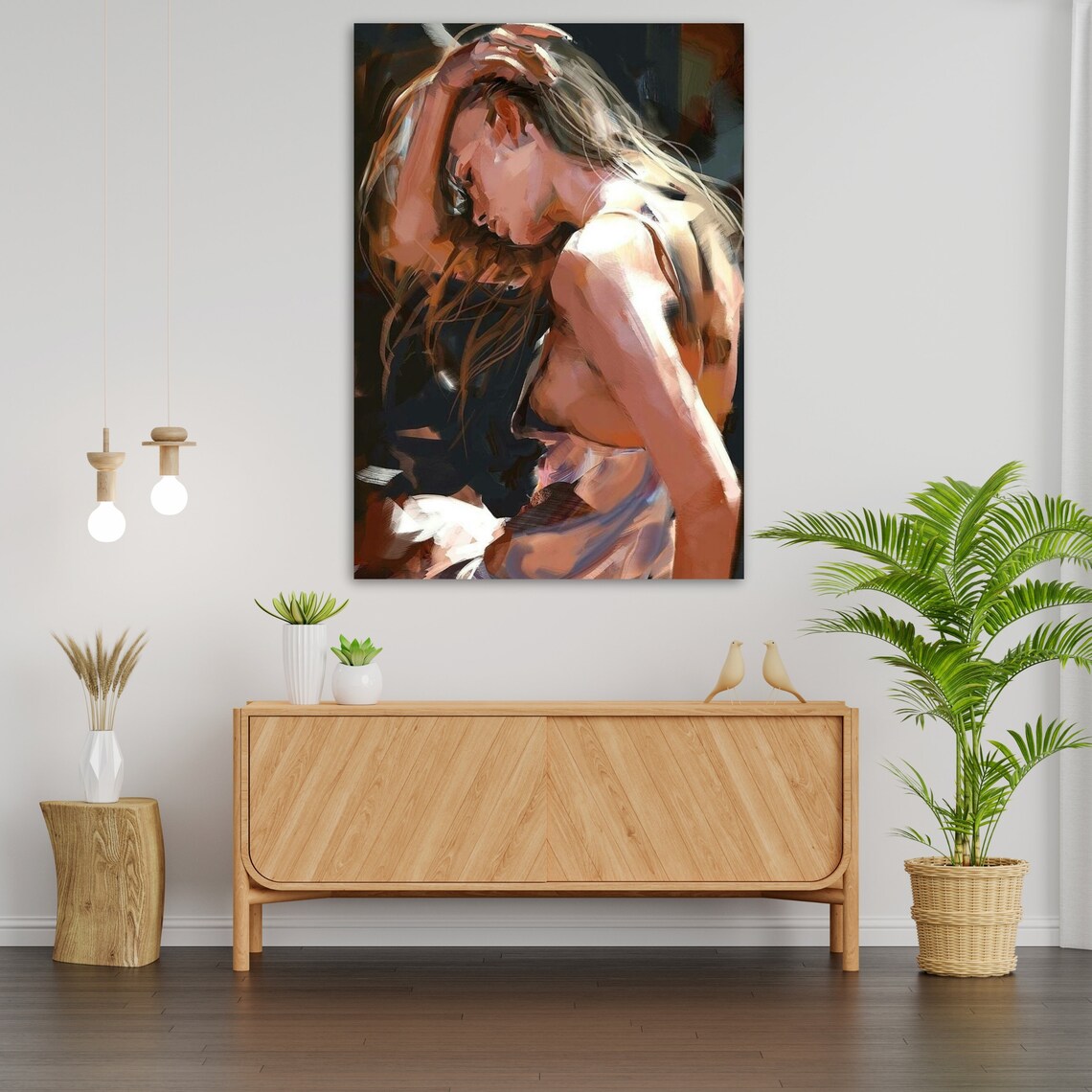 Sensual Woman Portrait Hand In Hair Soft Brushwork Romantic Painting Art Print - Image 3