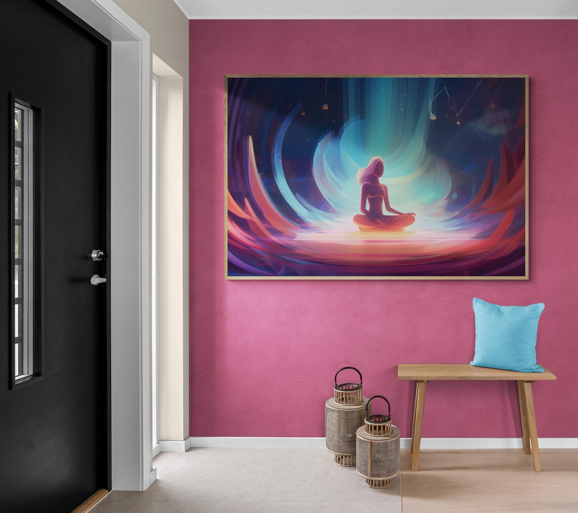Cosmic Aura Meditation Art Print, Mindfulness Decor - Image 3