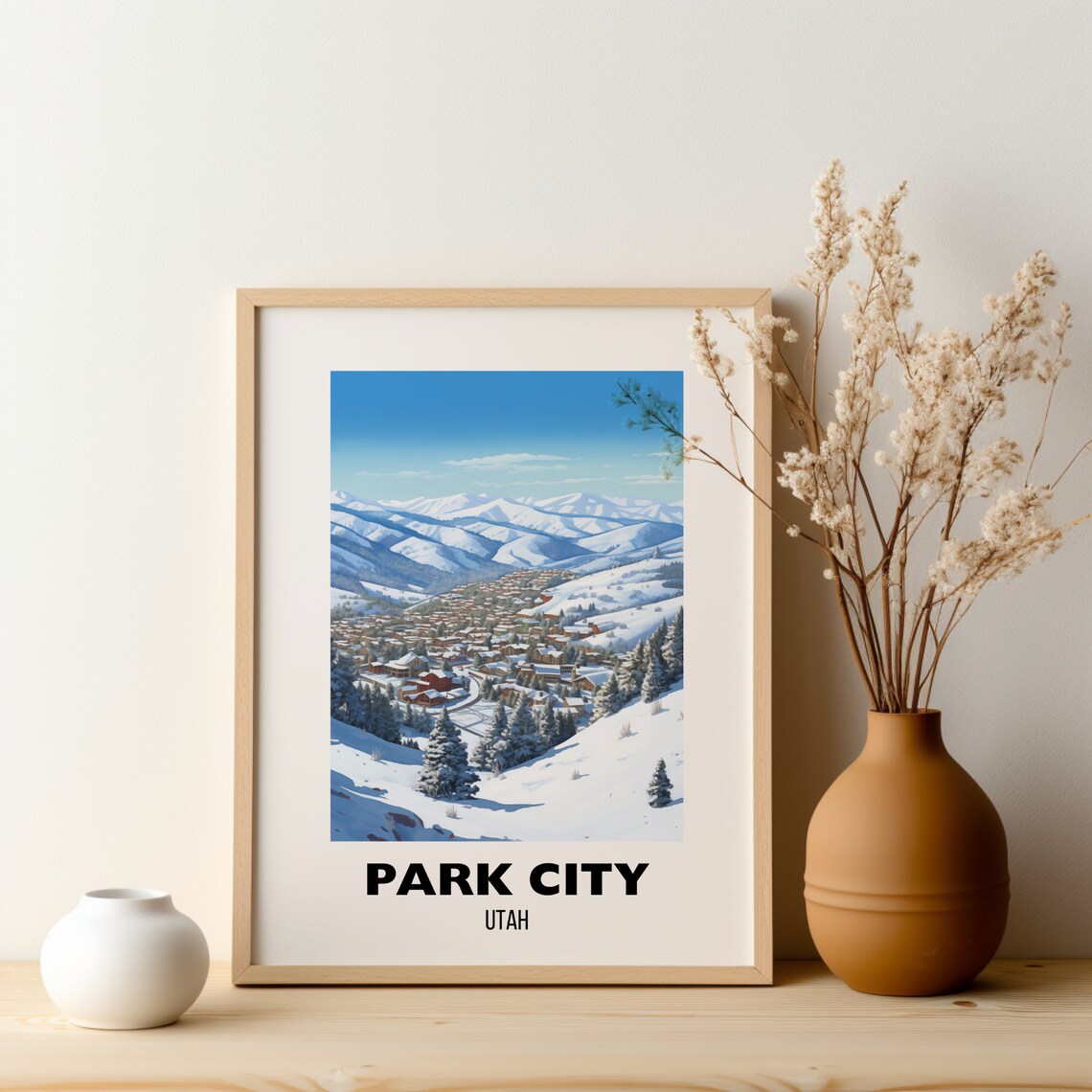 Park City Utah Snowy Ski Town Aerial View Vintage Travel Poster - Image 2