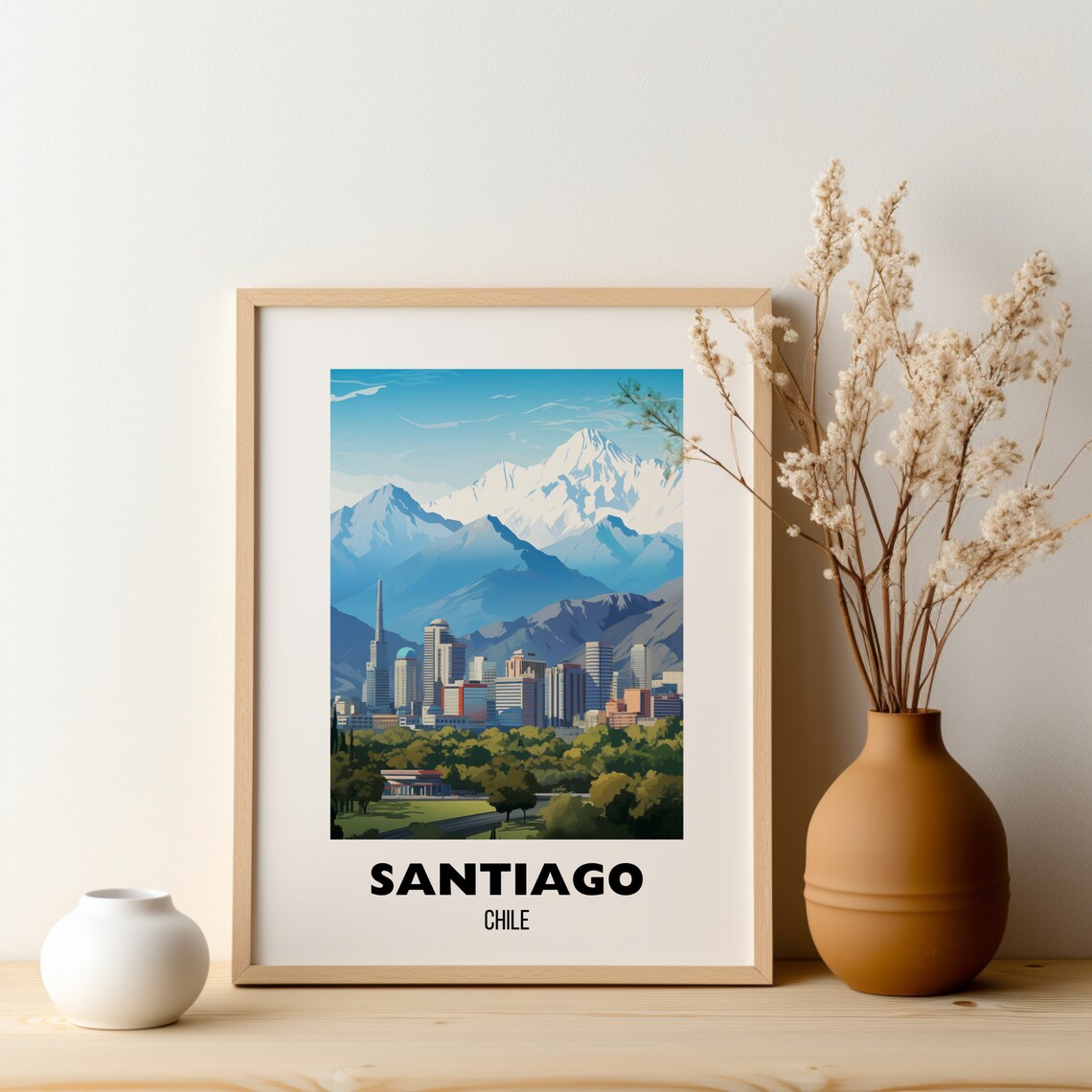 Santiago Travel Poster Wall Art City Art Poster Chile Travel Prints Santiago Art Santiago Gift Santiago Print Art - Image 2