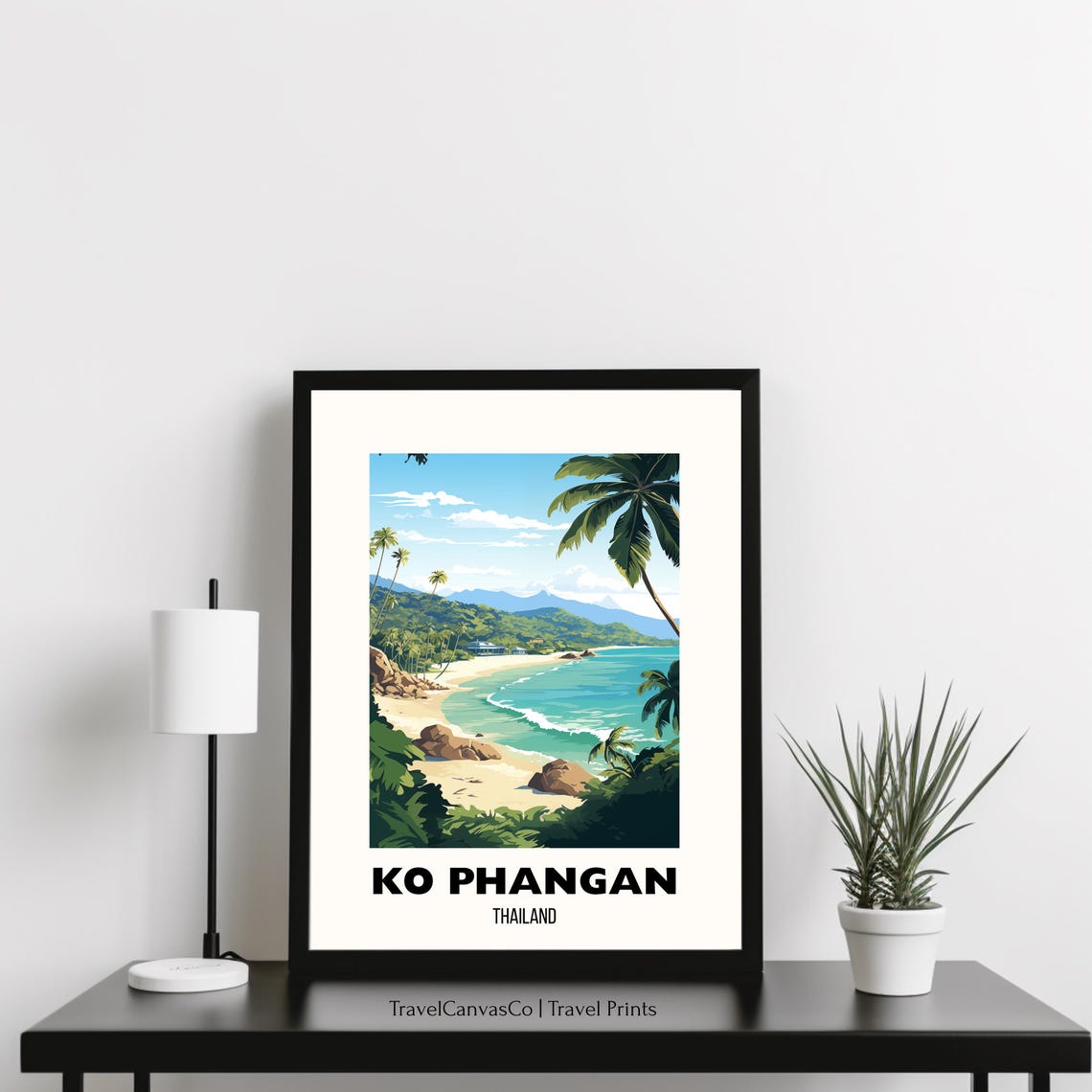 Ko Phangan Thailand Tropical Beach Palms Turquoise Bay Travel Poster - Image 3