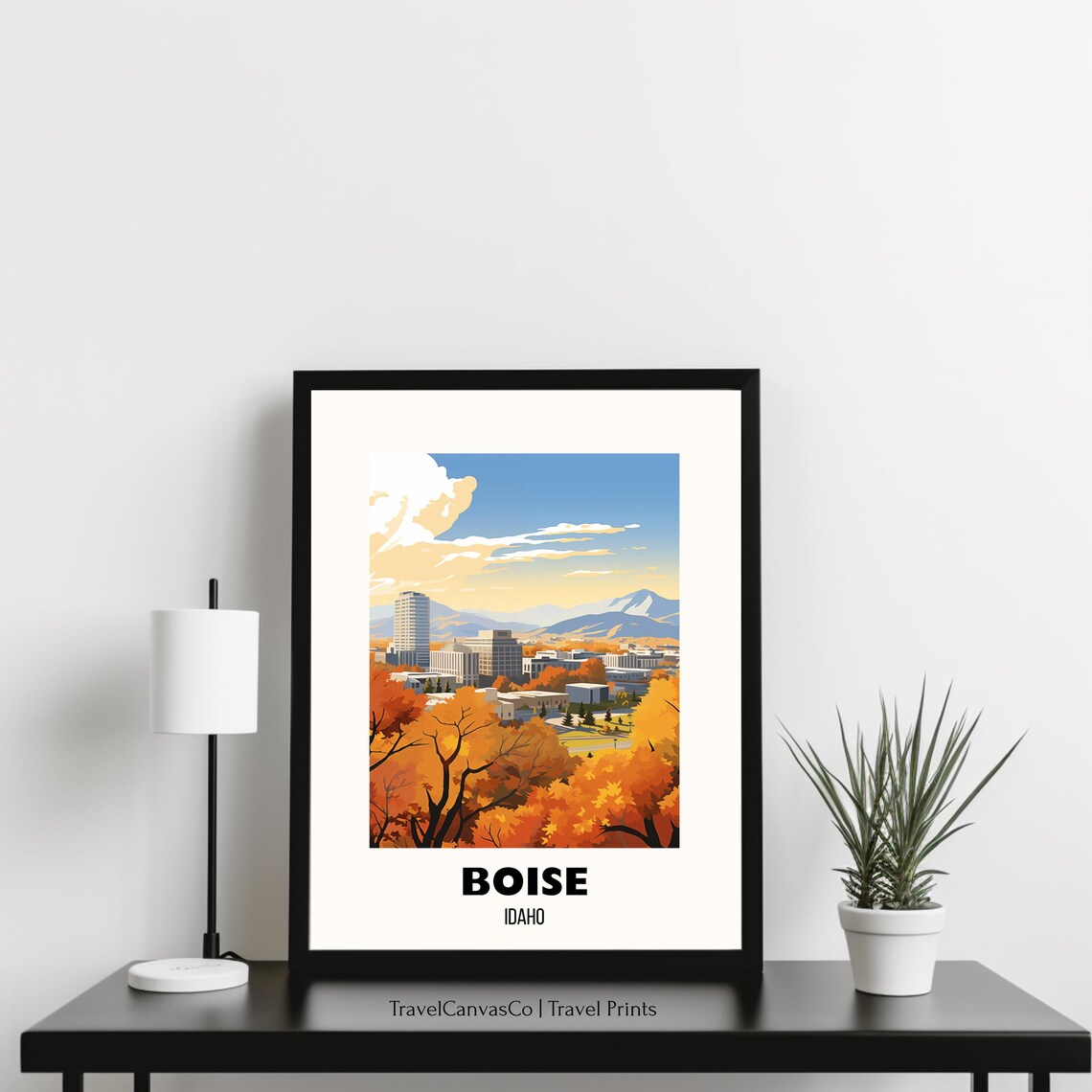 Boise Idaho Autumn City Skyline With Mountains Travel Poster - Image 3