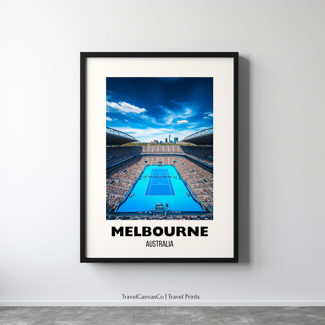 Grand Slam Tennis Wall Art Melbourne Park Australia Tennis Melbourne Travel Print Tennis Artwork Gift Grand Slam Poster Print Hard Court
