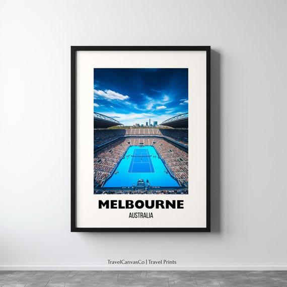 Grand Slam Tennis Wall Art Melbourne Park Australia Tennis Melbourne Travel Print Tennis Artwork Gift Grand Slam Poster Print Hard Court