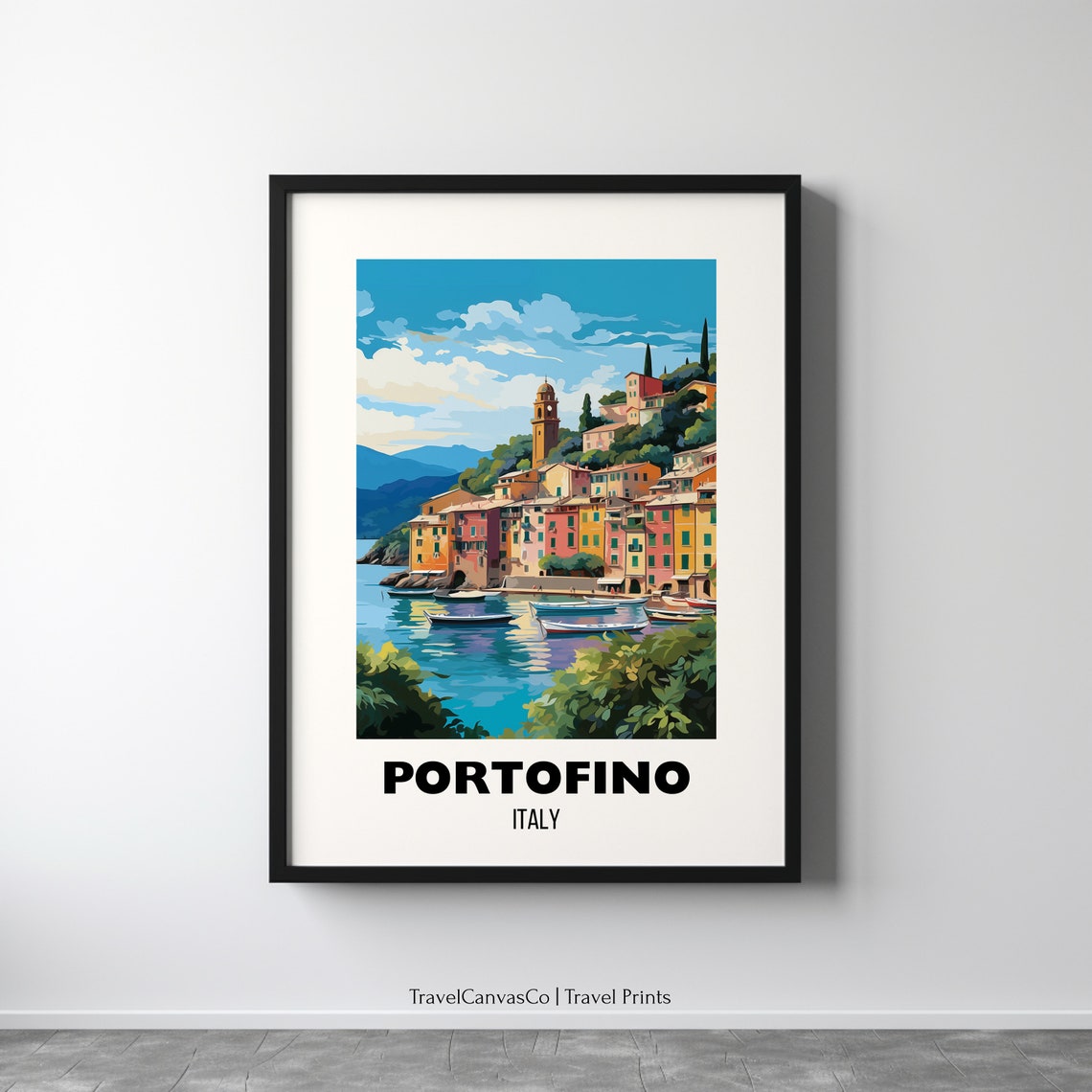 Portofino Travel Print Wall Art Portofino Poster Portofino Italy Travel Gift City Poster Art Wedding Gift