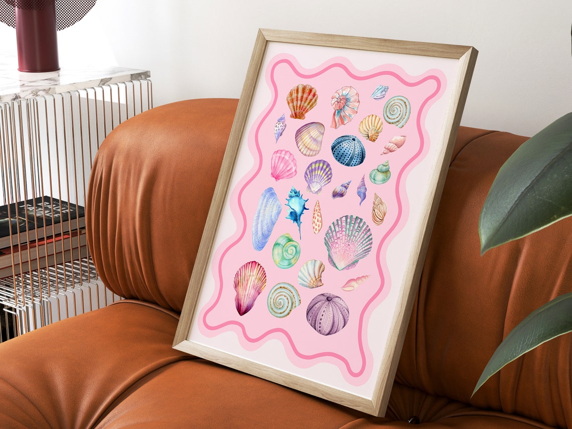 Seashell Art Surf Poster Ocean Coral Preppy Dorm Decor College Girls Beach House Coconut Girl Beachy Room Decor Coastal Cowgirl Decor - Image 2