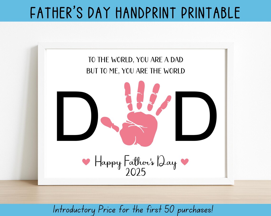 Father's Day Handprint Art, Gift Activity Page