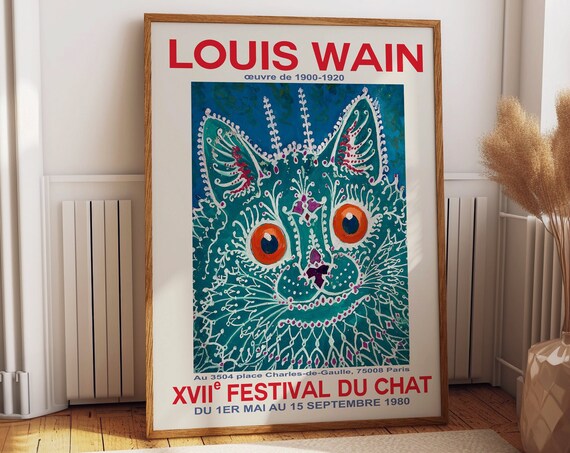 Vintage Louis Wain Cat Poster, 1980 Cat Festival