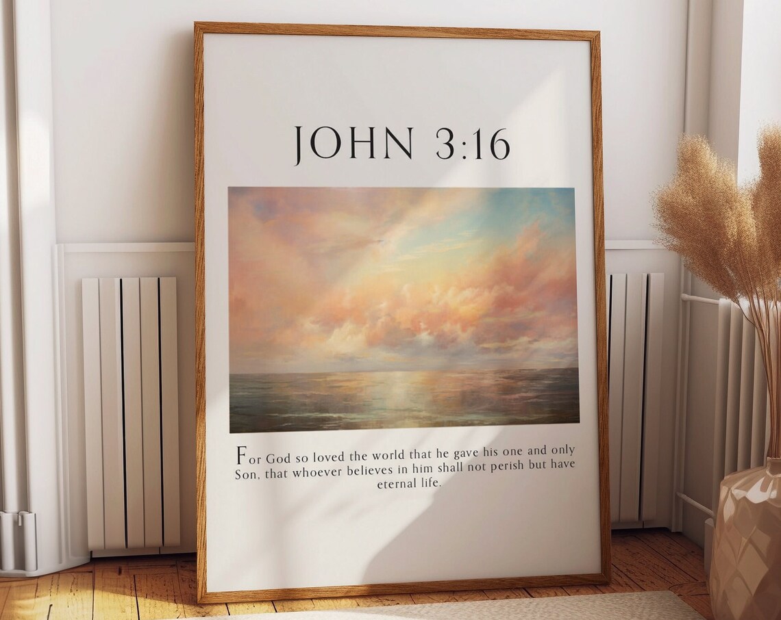 John 3:16 Bible Verse, Inspirational Christian Wall Art