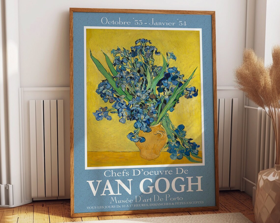 Van Gogh Flowers Exhibition Art Print, Botanical Floral