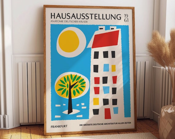 Architectural Nostalgia 1961 In House Exhibition Anatomy Of German House Poster Retro Vibrant Wall Art For Living Dining Bedroom Decor