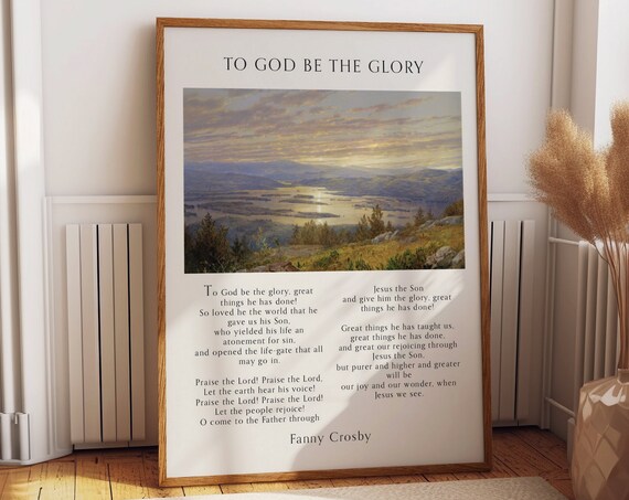 To God Be The Glory Fanny Crosby Classic Hymn Verse Art Poster