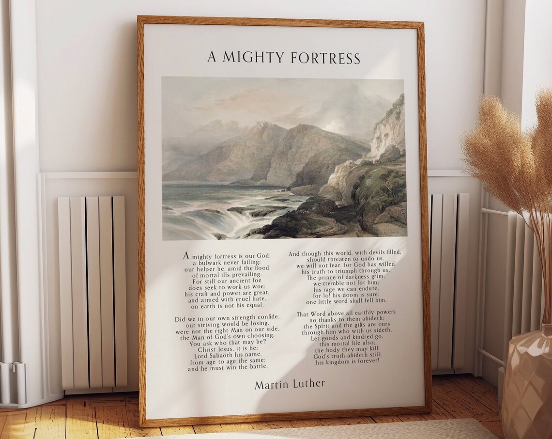 A Mighty Fortress Music Sheet Poster, Farmhouse Decor