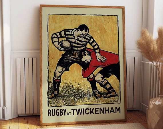 Vintage Twickenham Rugby Art Print, London Decor