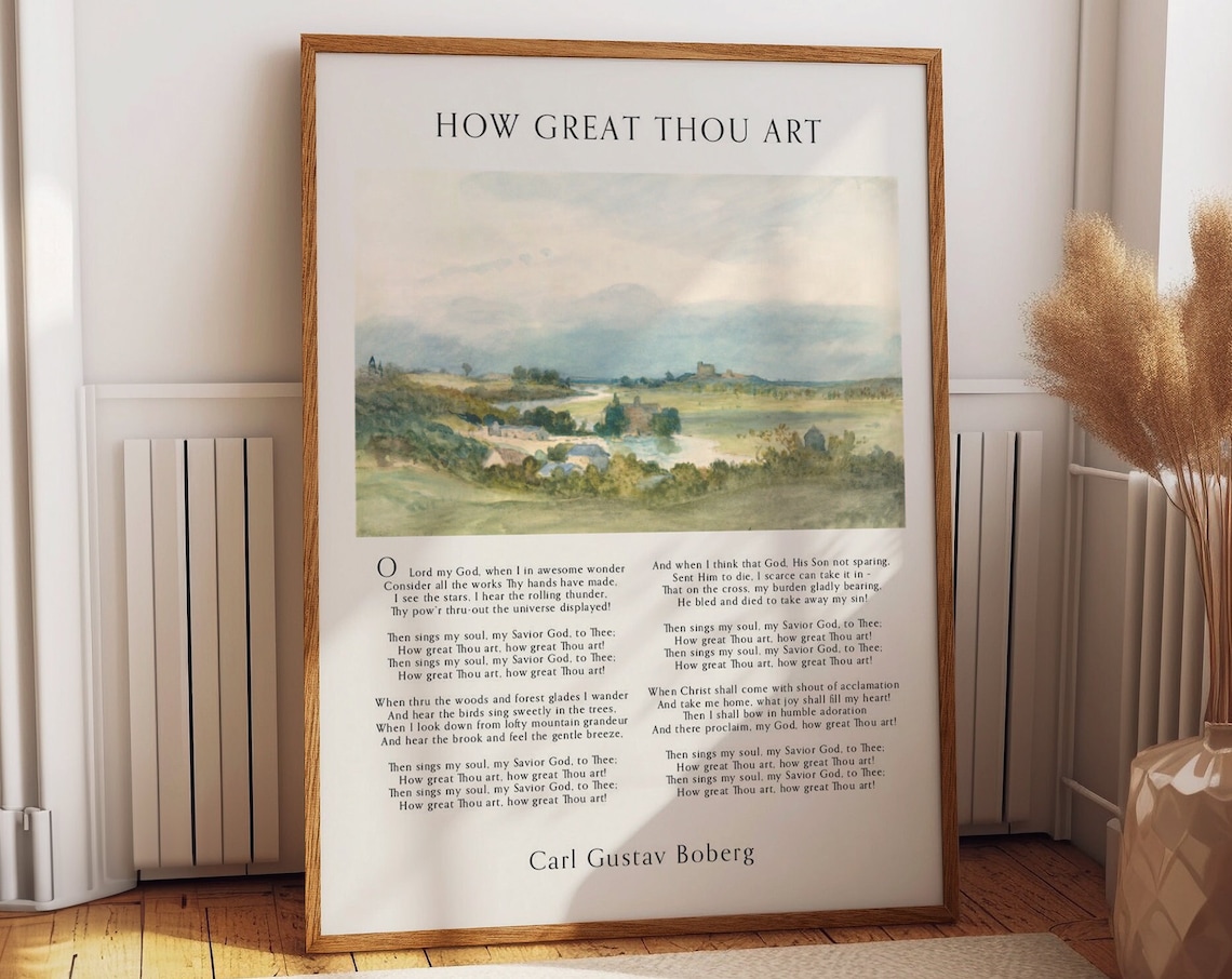 How Great Thou Art Hymn Music Sheet Poster Print