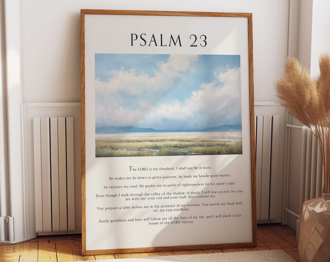 Psalm 23 Bible Poster Inspirational Bible Print Elegant Bible Decor With Psalm Quote Serenity In Scripture Christian Wall Art