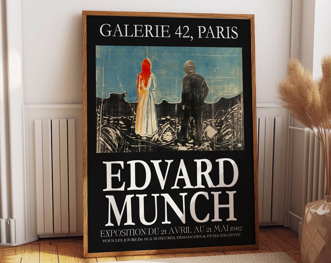 Edvard Munch 1982 Paris Galerie 42 Exhibition Two Figures Art Poster