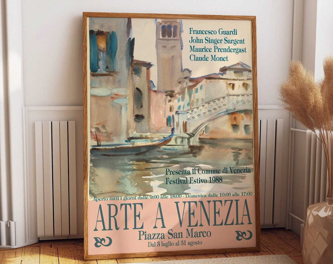 Venice Travel Poster, Art Exhibition Wall Art Print