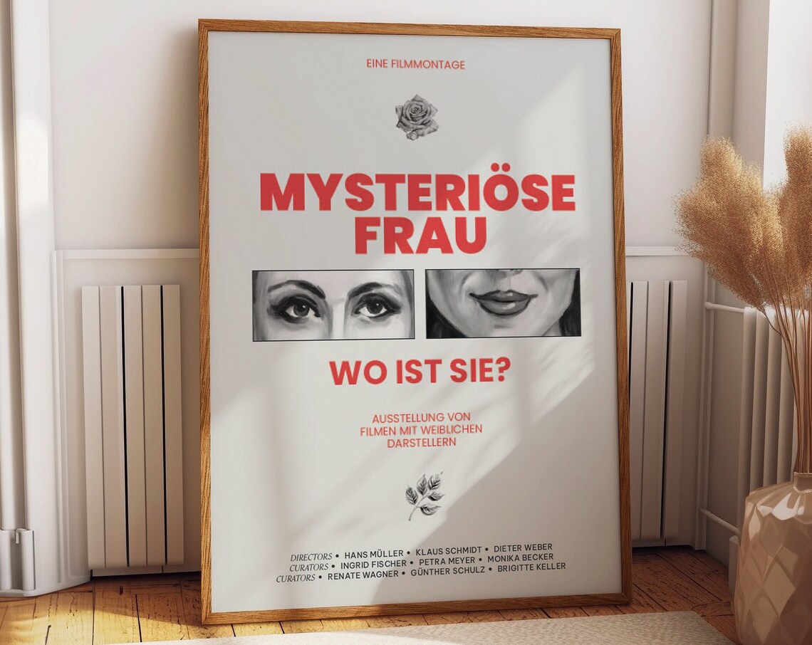 Mysteriöse Frau Wo Ist Sie German Cinema Exhibition Close-Up Face Poster