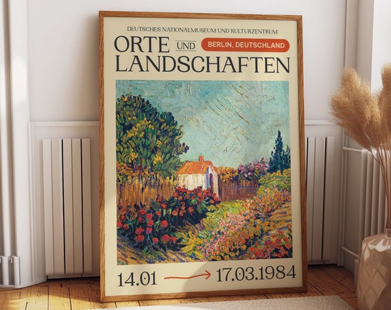 1984 Places And Landscape Exhibition Poster Retro Art Reproduction For Elegant Living Dining Kitchen And Bedroom Wall Decor