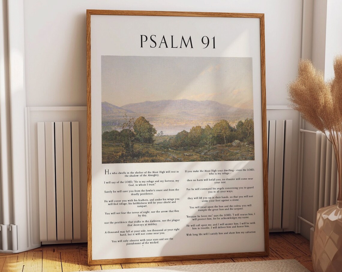 Psalm 91 Scripture Art Print for Hallway & Office
