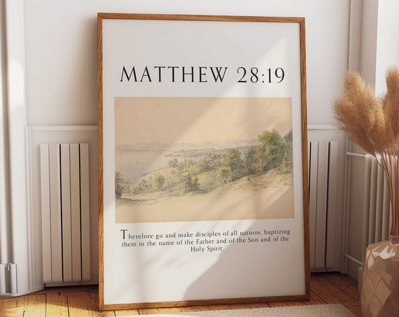 Matthew 2819 20 Bible Verse Wall Art Modern Christian Church Wall Decor The Great Commission Quote Art Print