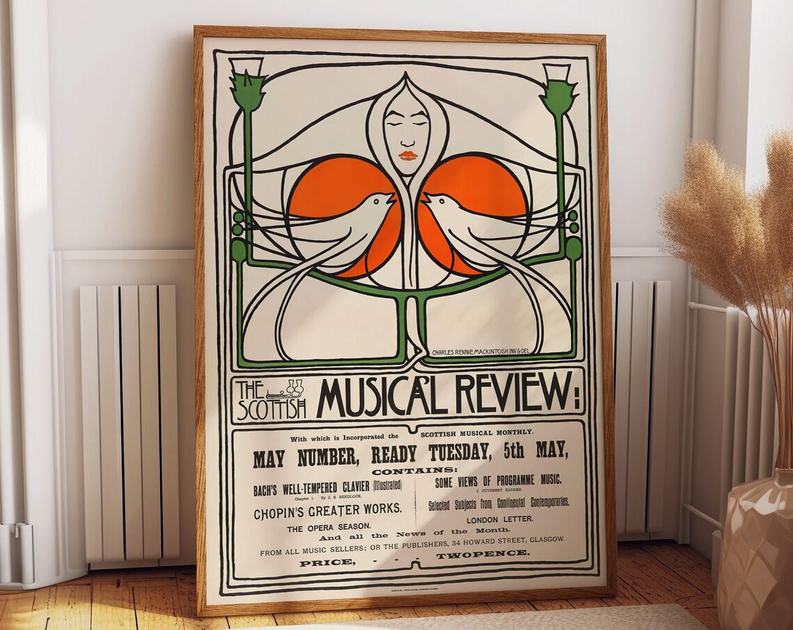 Scottish Art Nouveau by Charles Rennie Mackintosh, Art Print
