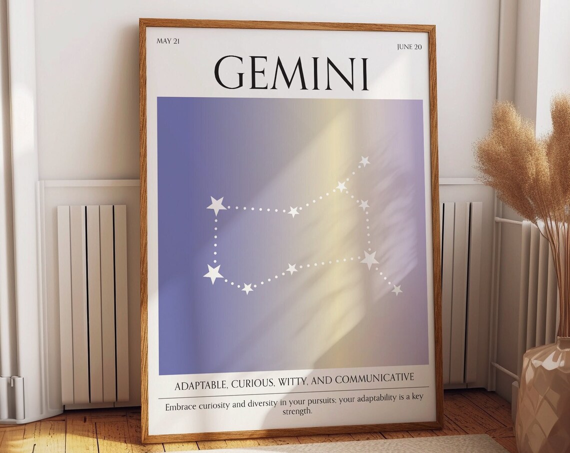 Gemini Zodiac Sign Aura Gradient, Astrology Charm