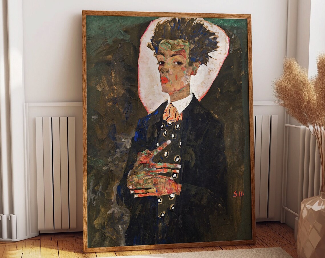 Egon Schiele Self Portrait, Classic Artwork
