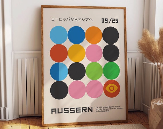 Colorful Circles Abstract Geometric Wall Poster Boho Home Office Wall Art Aussern Poster 0925 Unique Wall Decor Gift Ideas
