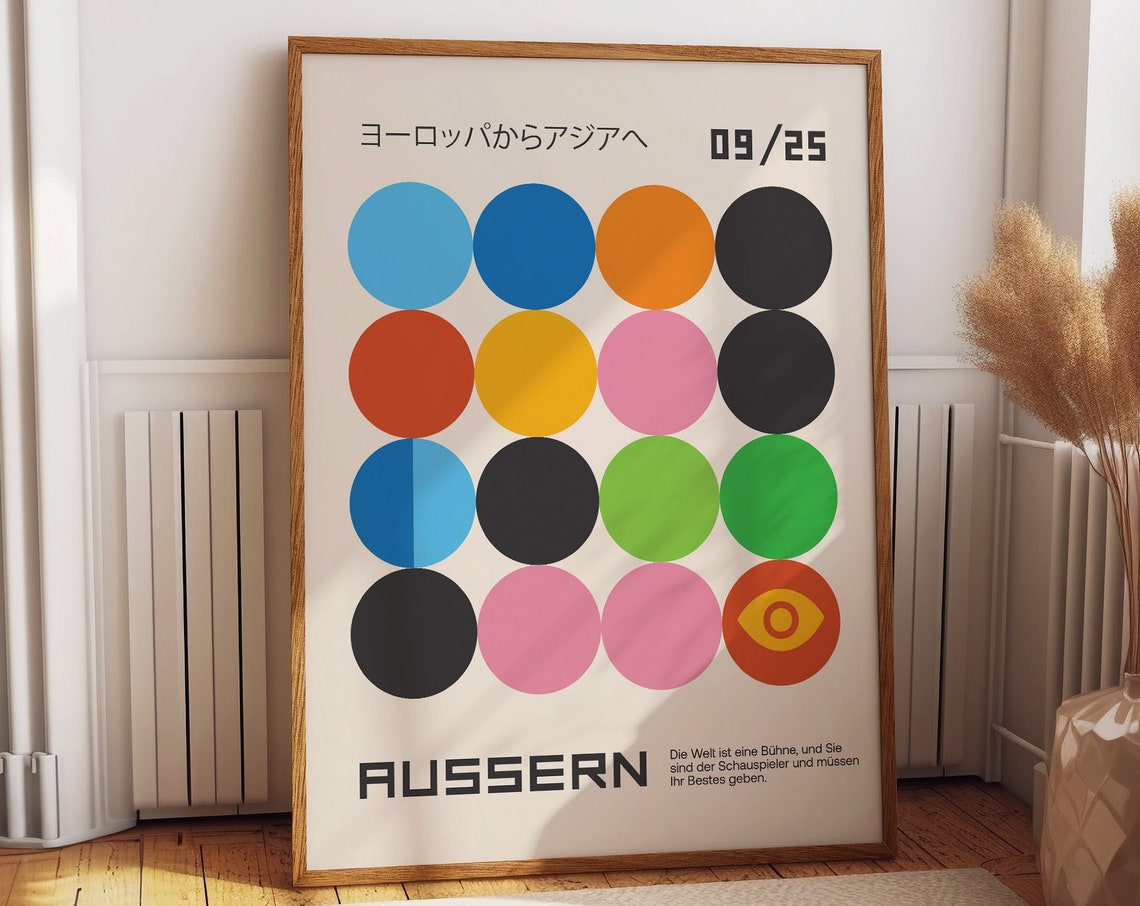 Colorful Circles Abstract Geometric Wall Poster Boho Home Office Wall Art Aussern Poster 0925 Unique Wall Decor Gift Ideas