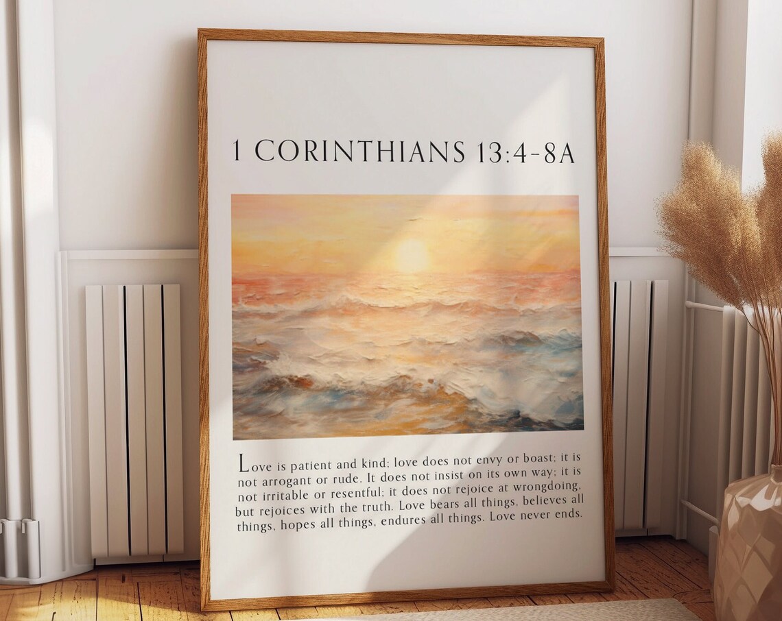 1 Corinthians 13:4-8a Christian Bible Verse Art Print