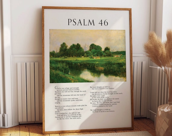 Psalm 46 Religious Quotes Wall Art Soulful Sanctuary Bible Verses Modern Christian Decor And A Timeless Catholic Gift Of Faith