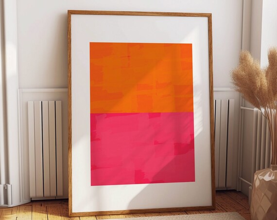 Abstract Burnt Orange And Pink Abstract Wall Art Colorful Contemporary Abstract Living Room Office And Bedroom Decor