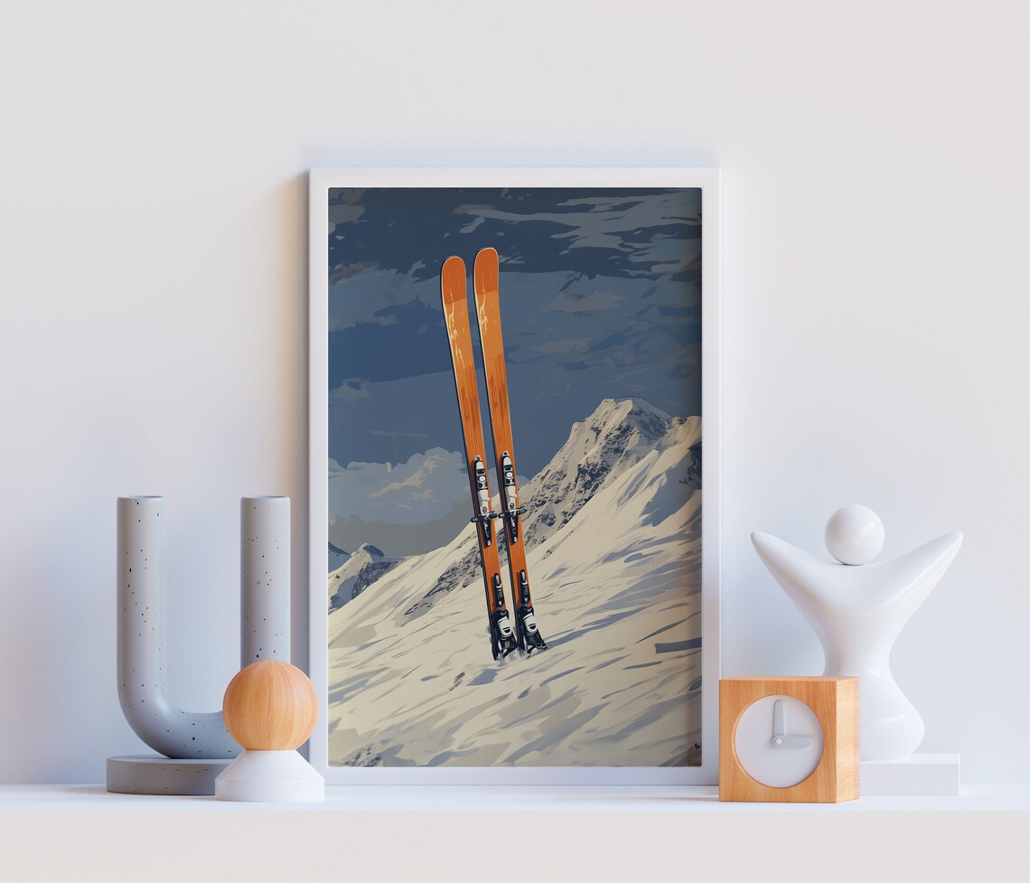 Vintage Ski Retro Travel Poster, Winter Sport Art - Image 2