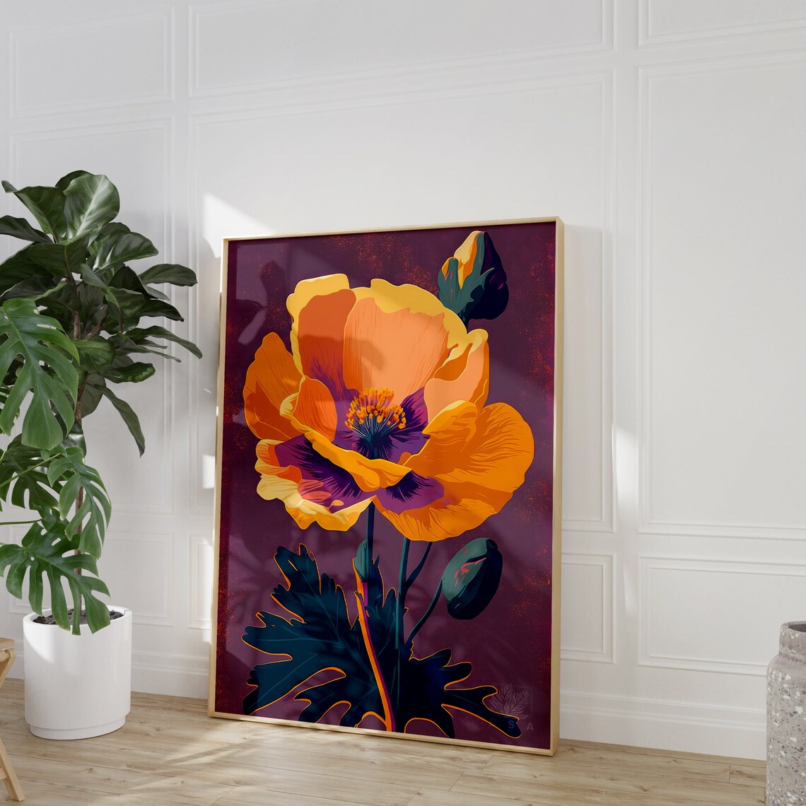 California Poppy Watercolor Art Print, Botanical - Image 3