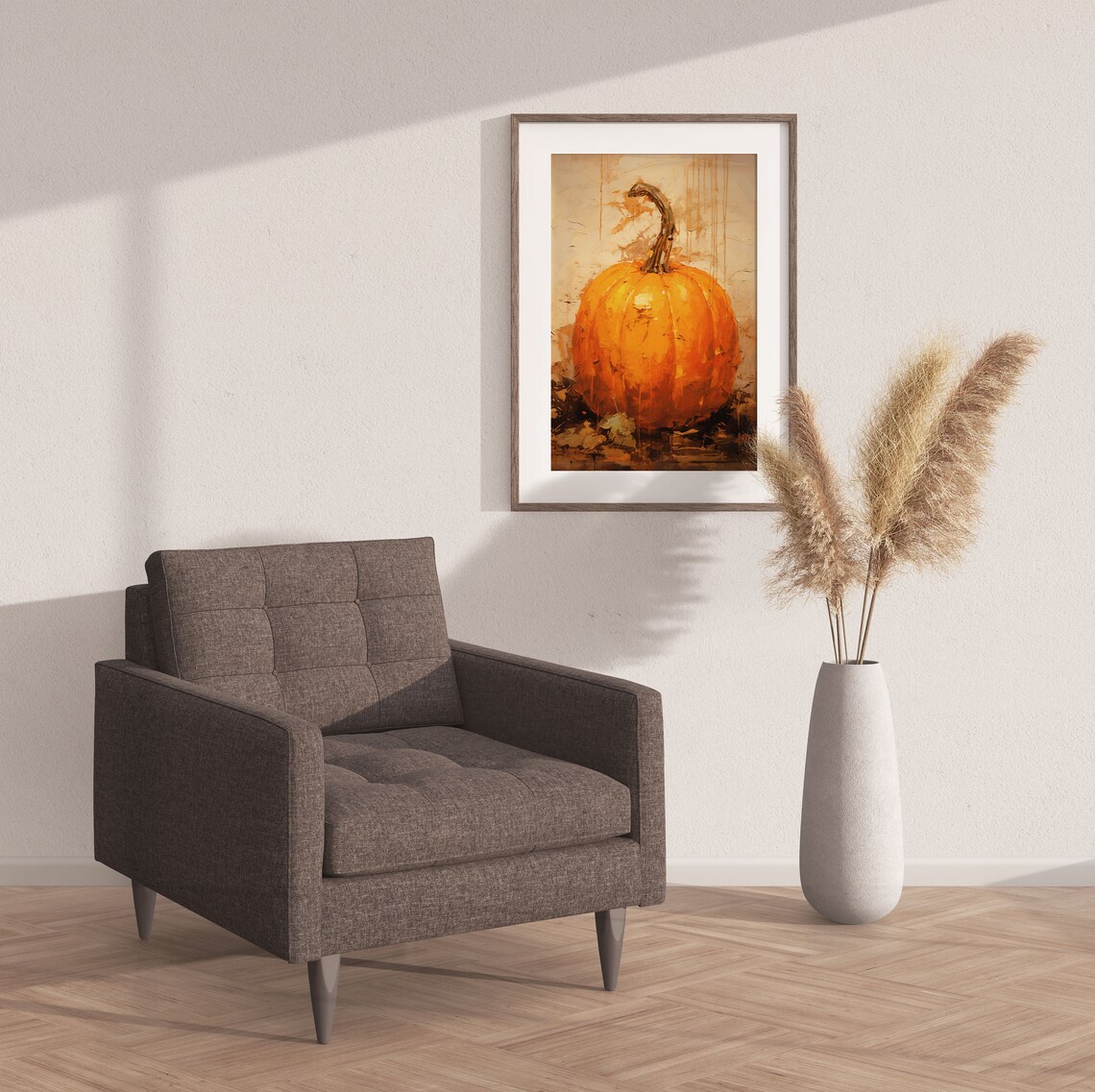 Rustic Pumpkin Oil Painting Poster Fall Autumn Harvest Wall Decor - Image 3