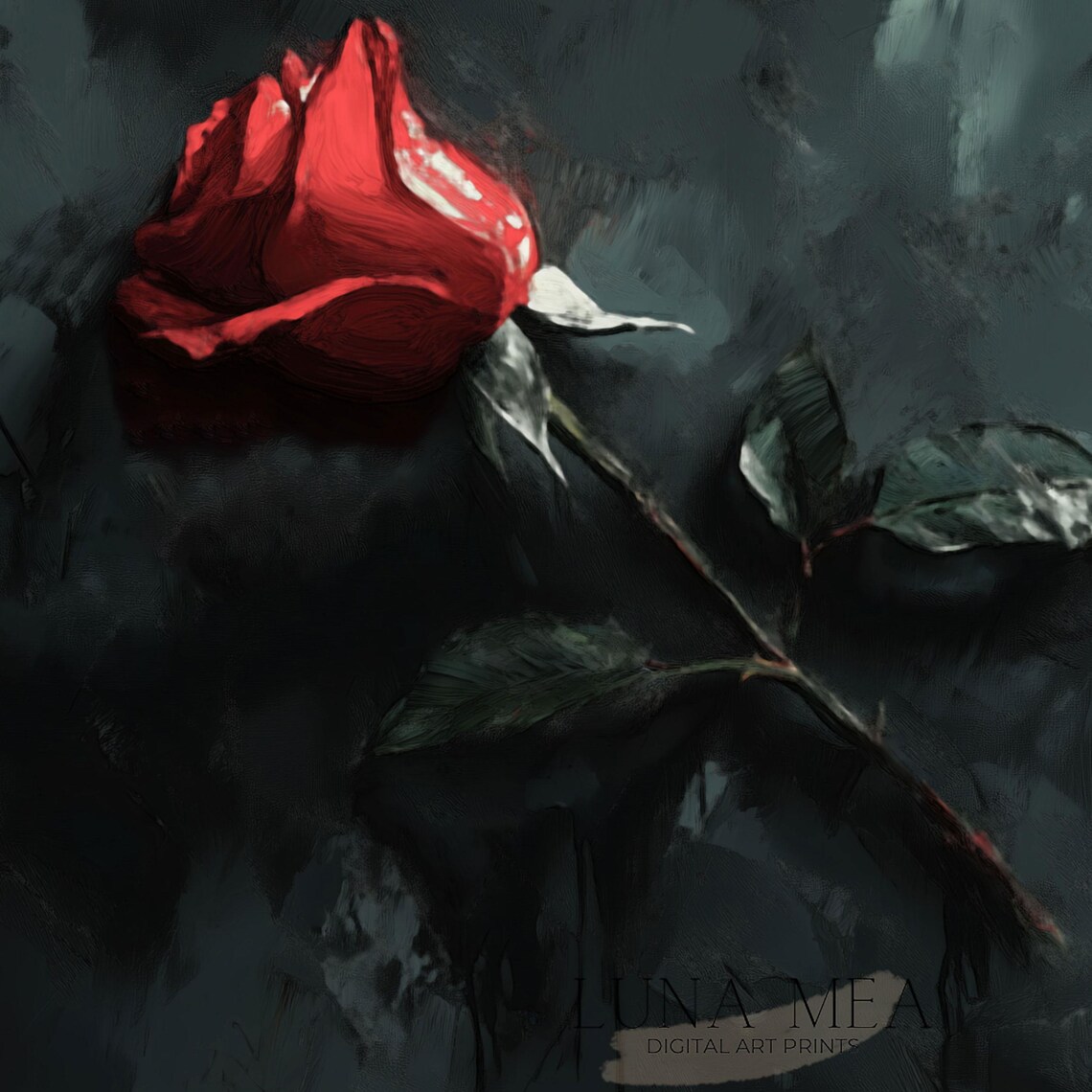 Red Rose Vintage Gothic Floral Still Life - Image 3