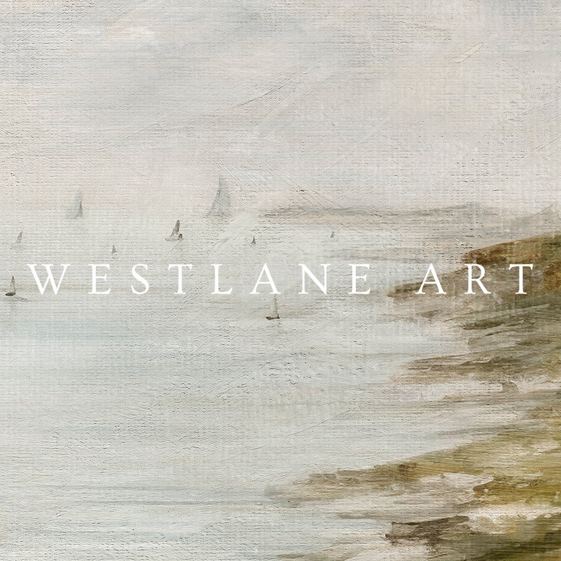 Misty Muted Coastal Seascape Pale Ocean Foggy Morning Shore Poster - Image 3