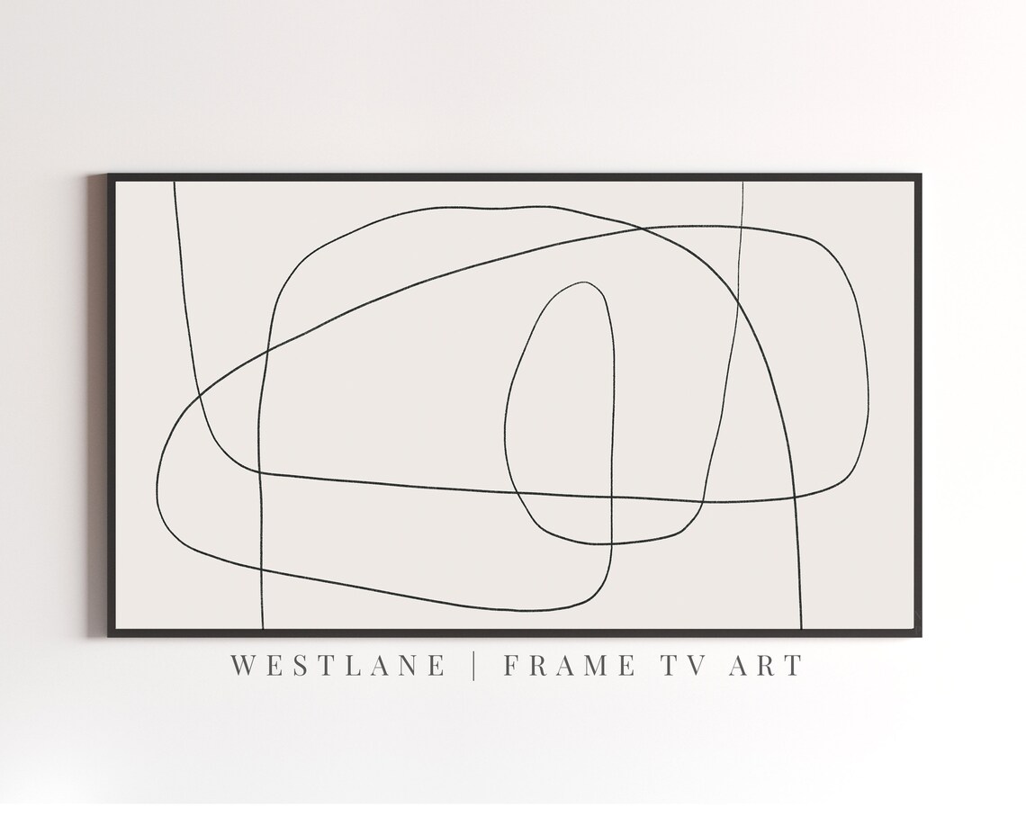 Modern Neutral Frame TV Art, Minimalist Line Drawing - Image 2