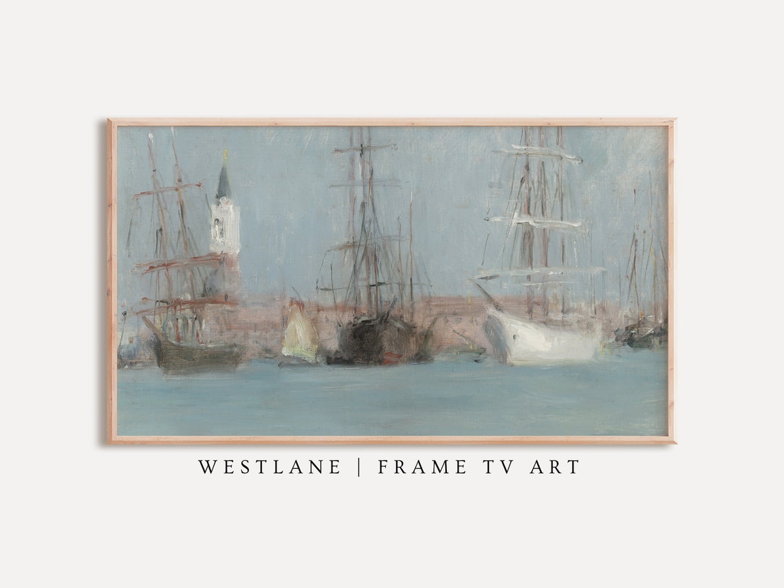 Venice Lagoon Sailing Ships Impressionist Nautical Harbor Wall Art