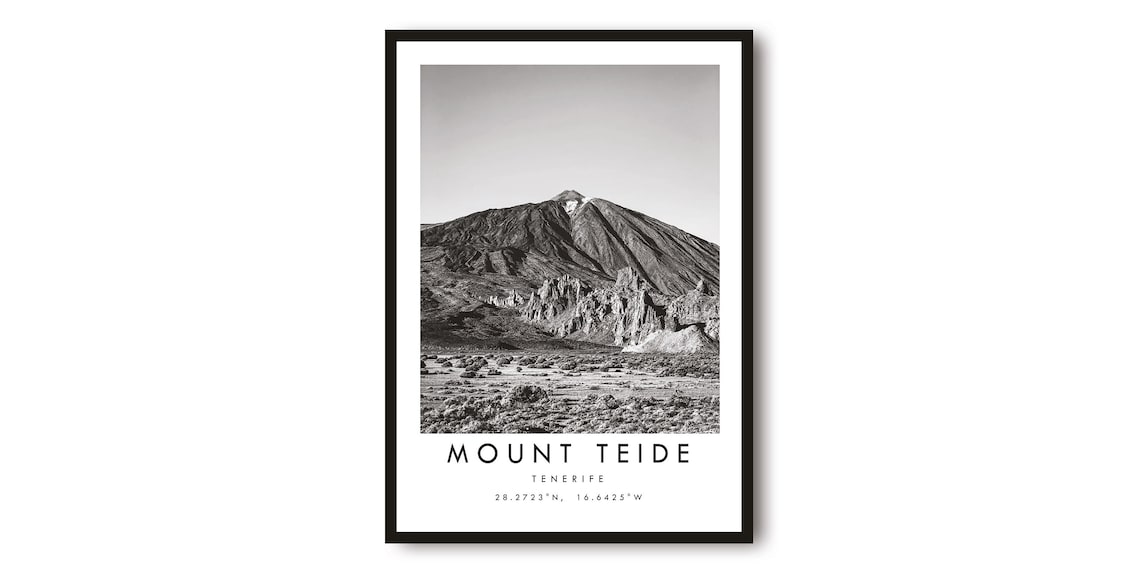 Mount Teide Black And White Art Print, Tenerife