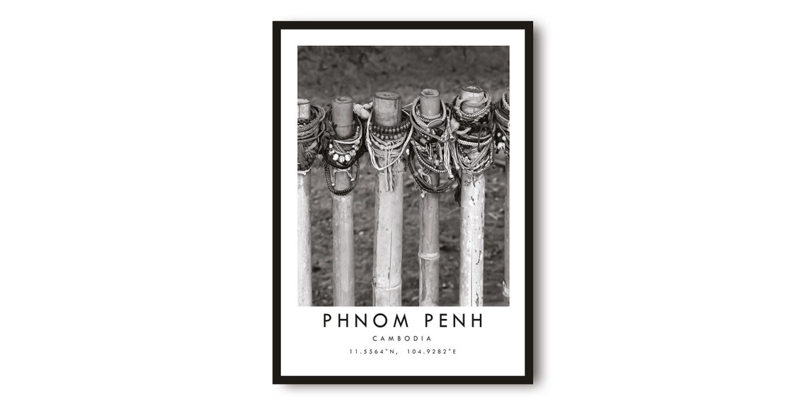 Phnom Penh Cambodia Black And White Memory Bracelet Posts Wall Art